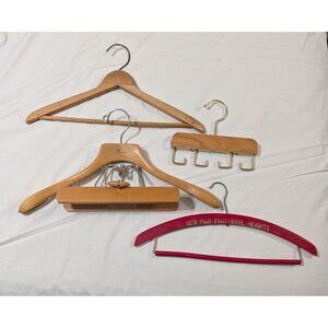 Vintage Wooden Hangers Set 4 Sears Fairy New Fuji Hotel Multi-Use